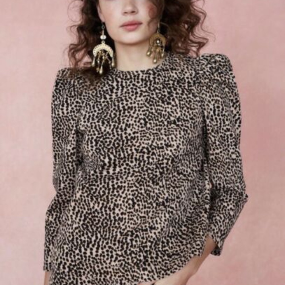 U14 Ulla Johnson Cheetah Printed Denim Top